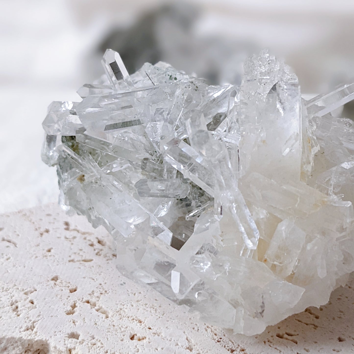 [LE02] Rare Water Clear Green Lemurian Cluster Premium Grade