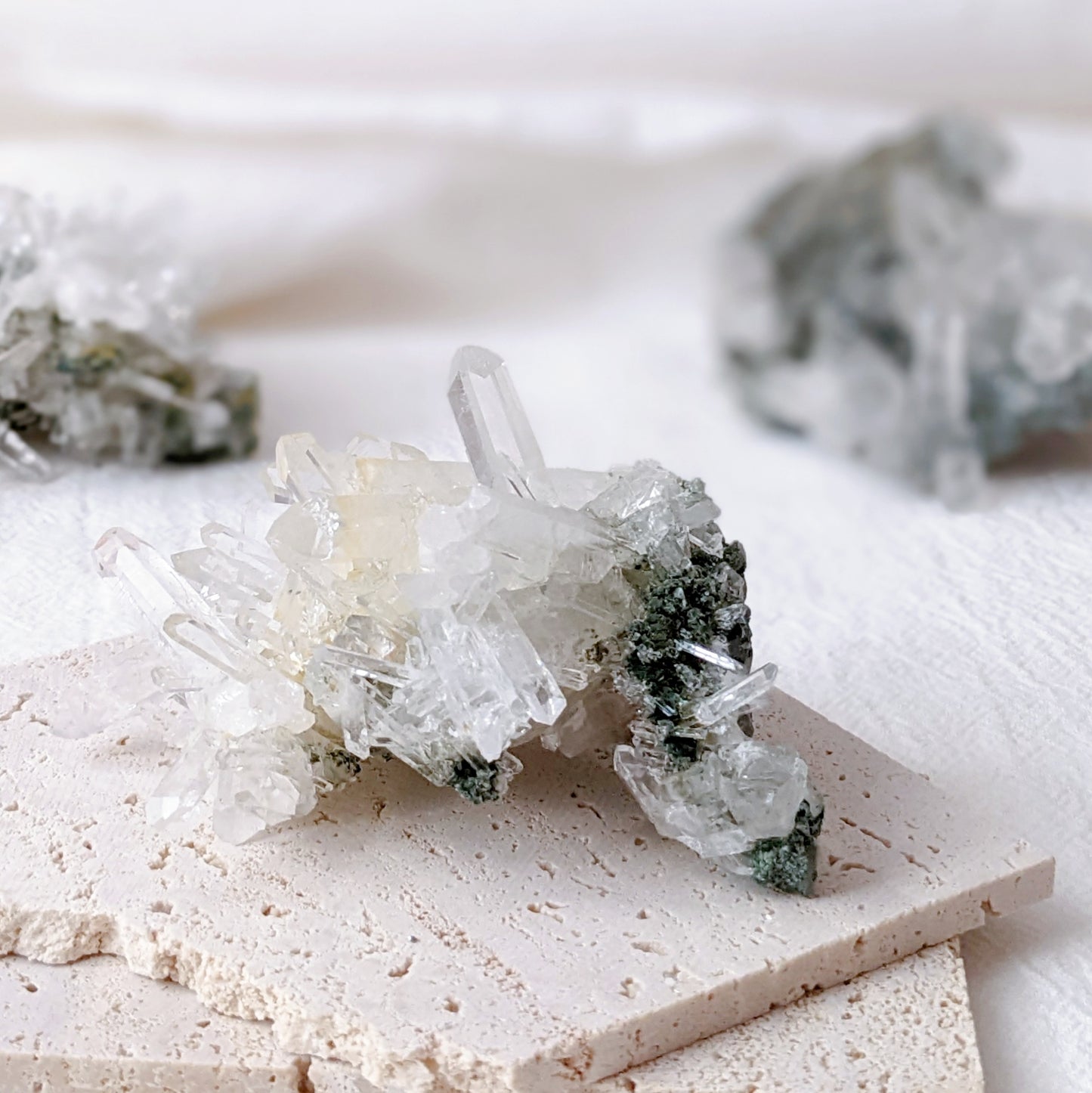 [LE03] Rare Water Clear Green Lemurian Cluster Premium Grade