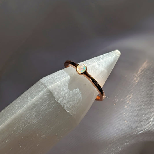 [MROP03] Opal Rose Gold Plated Silver Ring 澳寶石玫瑰金色銀戒指