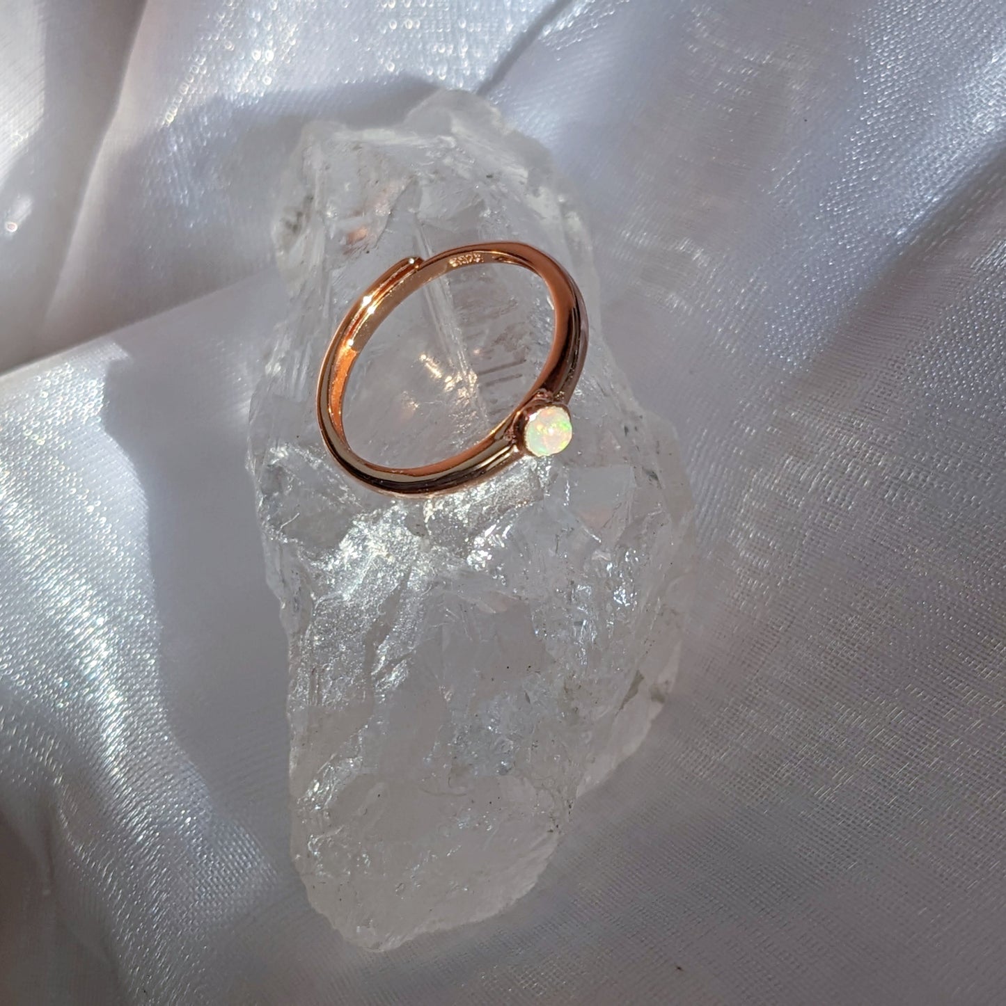 [MROP03] Opal Rose Gold Plated Silver Ring 澳寶石玫瑰金色銀戒指