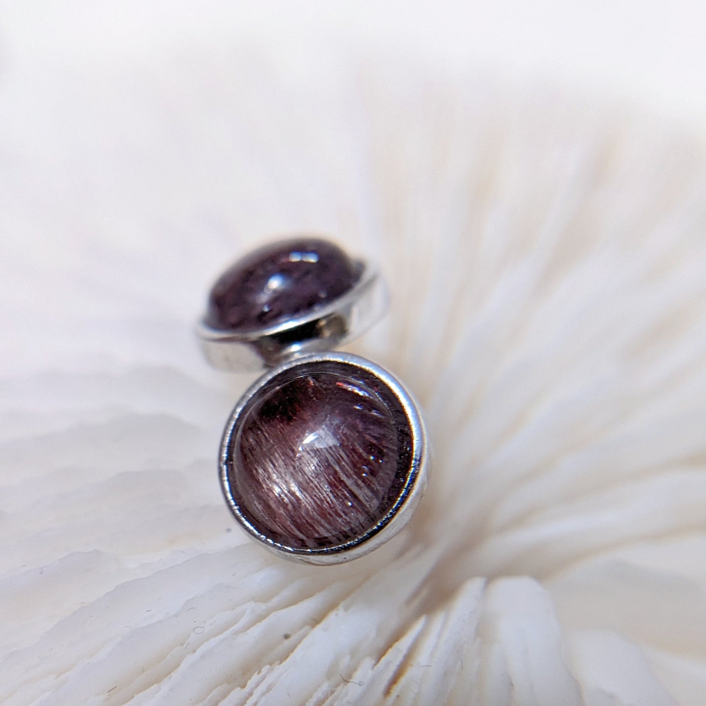 [MESS01] Super Seven silver earring 紅黑髮絲超七銀耳釘