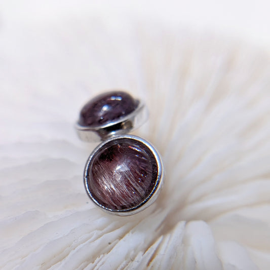 [MESS01] Super Seven silver earring 紅黑髮絲超七銀耳釘