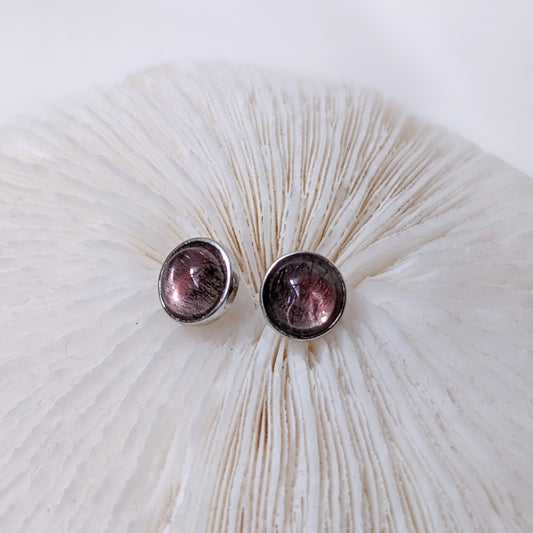 [MESS02] Super Seven silver earring 紅黑髮絲超七銀耳釘