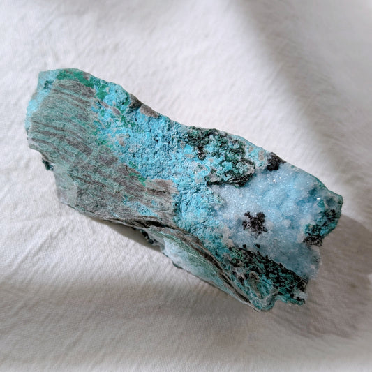 [CY06] Druzy Chrysocolla Malachite and Dioptase, Congo 孔雀礦矽孔雀石翠黃銅礦水晶共生
