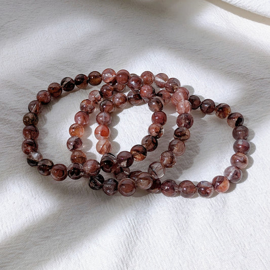 [MBFQ] Fire Quartz Beaded Bracelet 紅膠花手串 8mm