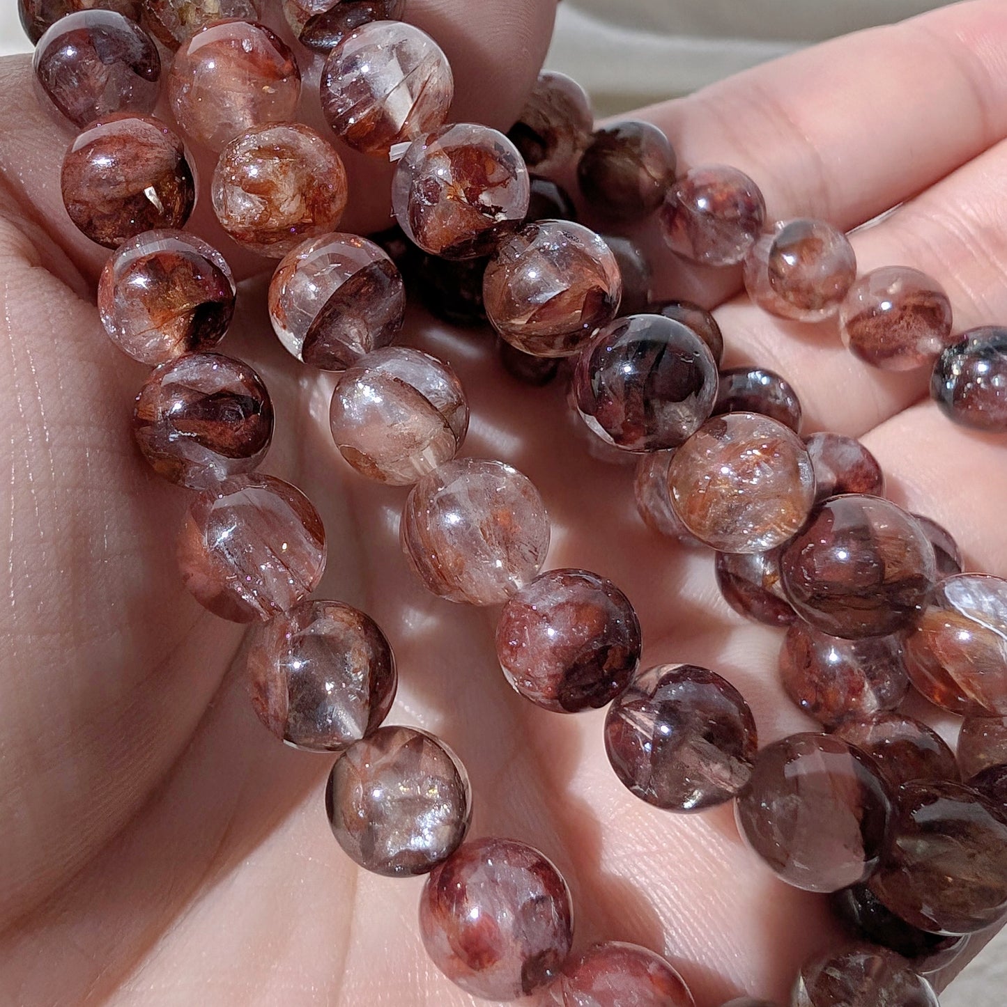 [MBFQ] Fire Quartz Beaded Bracelet 紅膠花手串 8mm