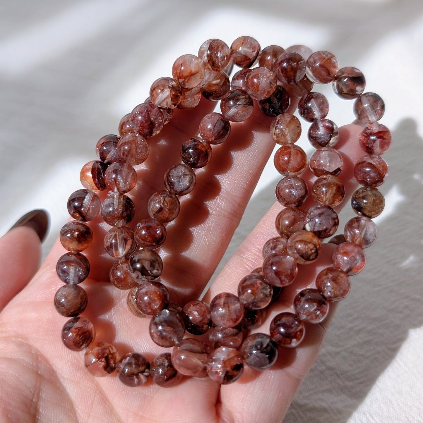 [MBFQ] Fire Quartz Beaded Bracelet 紅膠花手串 8mm