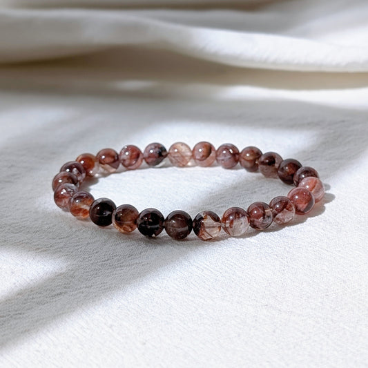 [MBFQ] Fire Quartz Beaded Bracelet 紅膠花手串 8mm