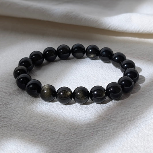 [MBOB03] Golden Obsidian Beaded Bracelet 金曜石 11mm