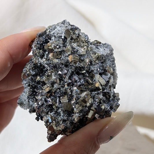 [PY30] Pyrite, Galena with Quartz, Bulgaria 保加利亞黃鐵礦方鉛礦白水晶共生