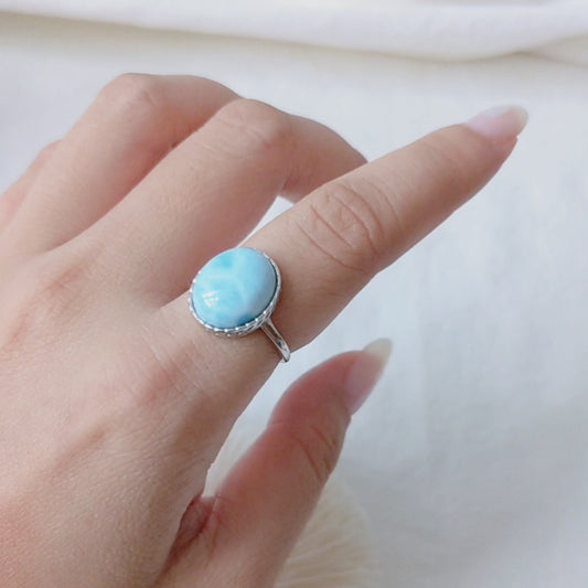 [MRLA02] Larimar Silver Ring 拉利瑪海紋石銀戒指
