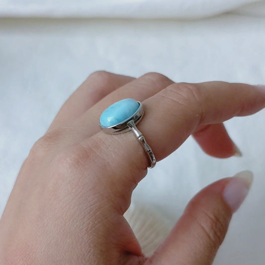 [MRLA01] Larimar Silver Ring 拉利瑪海紋石銀戒指