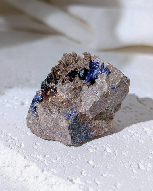 [AZ33] Azurite on matrix, Morocco 摩洛哥藍銅礦