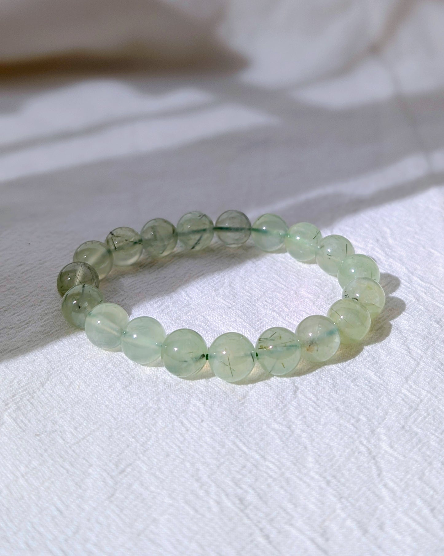 [MBPR06] Prehnite with Epidote Beaded Bracelet 葡萄石共生綠簾石手串 11mm