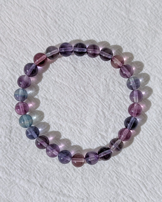 [MBFL04] Fluorite Beaded Bracelet 夢幻色螢石手串 7mm