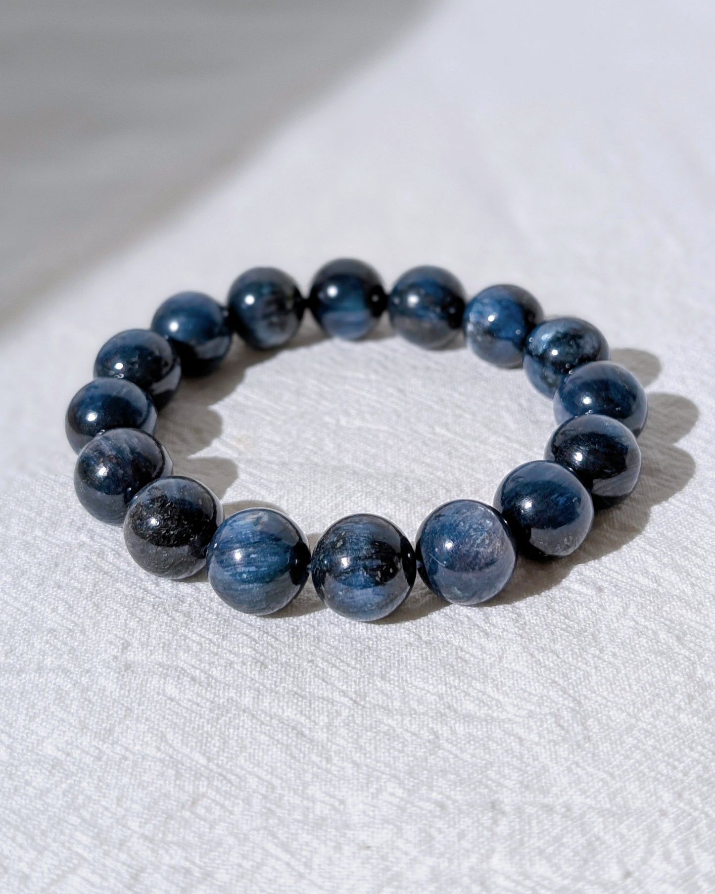 [MBKY01] Cat Eye Blue Kyanite Beaded Bracelet 貓眼藍晶手串 13mm