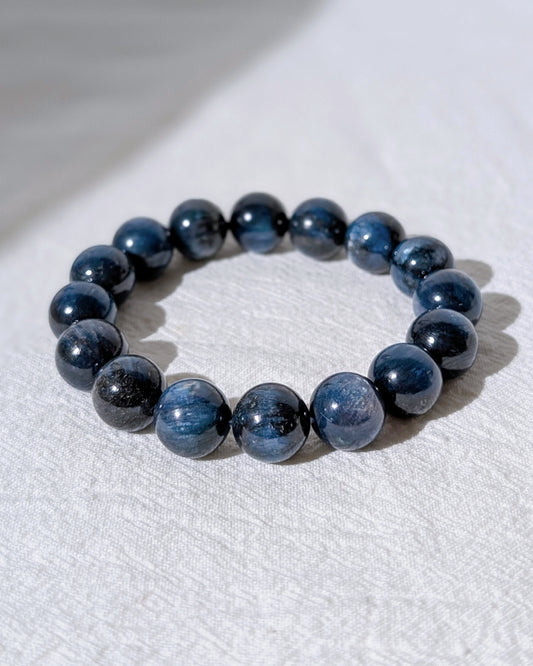 [MBKY01] Cat Eye Blue Kyanite Beaded Bracelet 貓眼藍晶手串 13mm