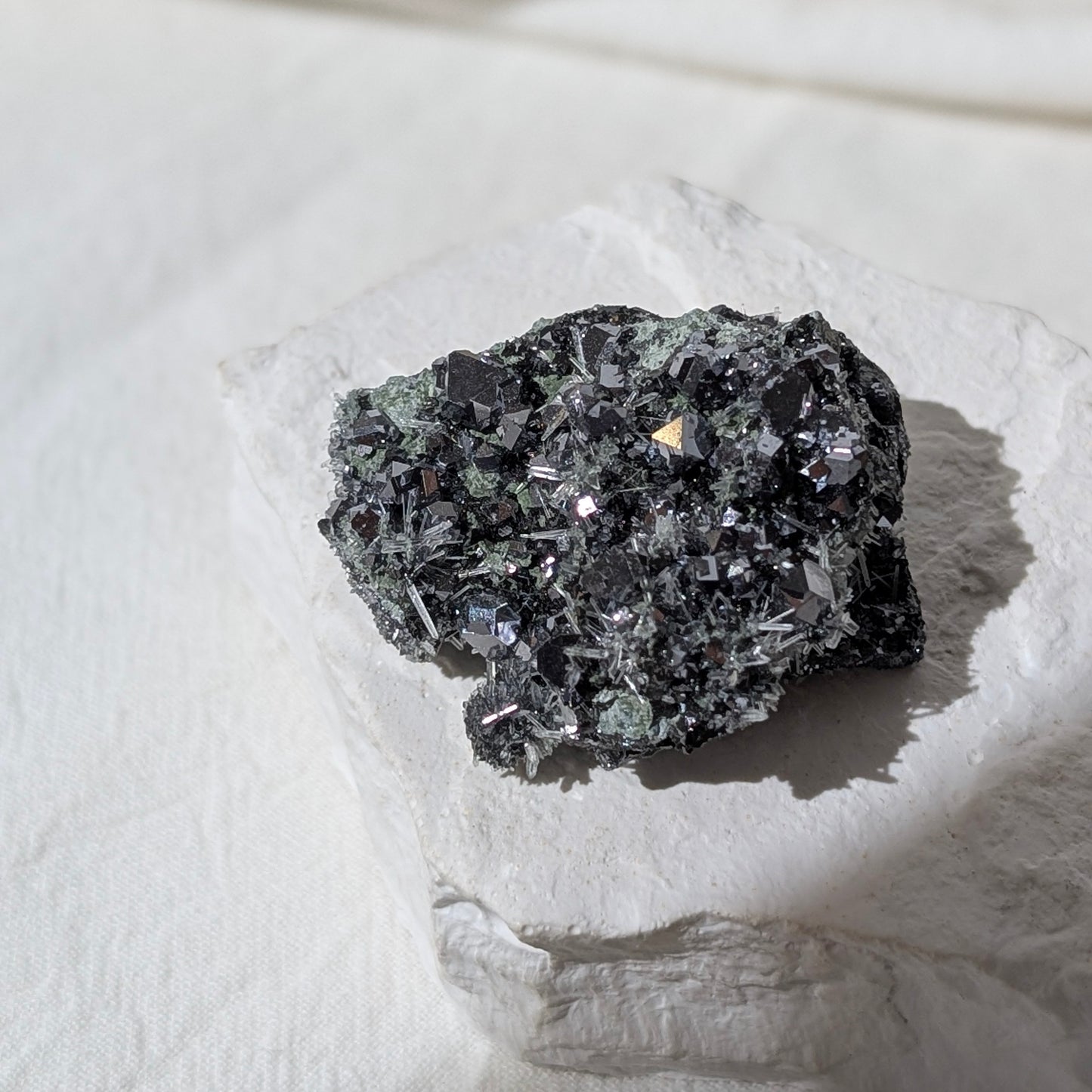 [GA01] Galena with Needle Quartz, Bulgaria 保加利亞方鉛礦白水晶共生