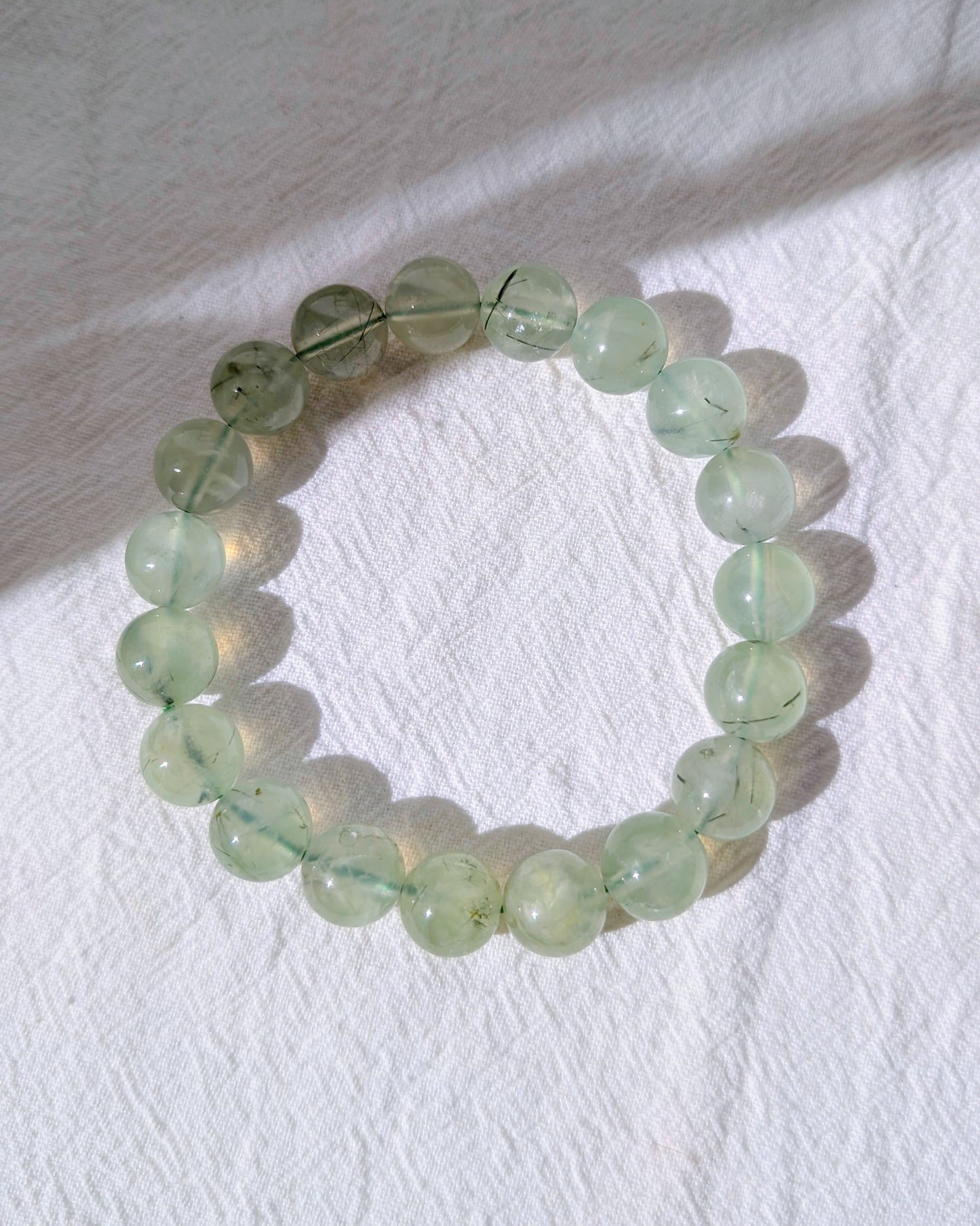 [MBPR06] Prehnite with Epidote Beaded Bracelet 葡萄石共生綠簾石手串 11mm