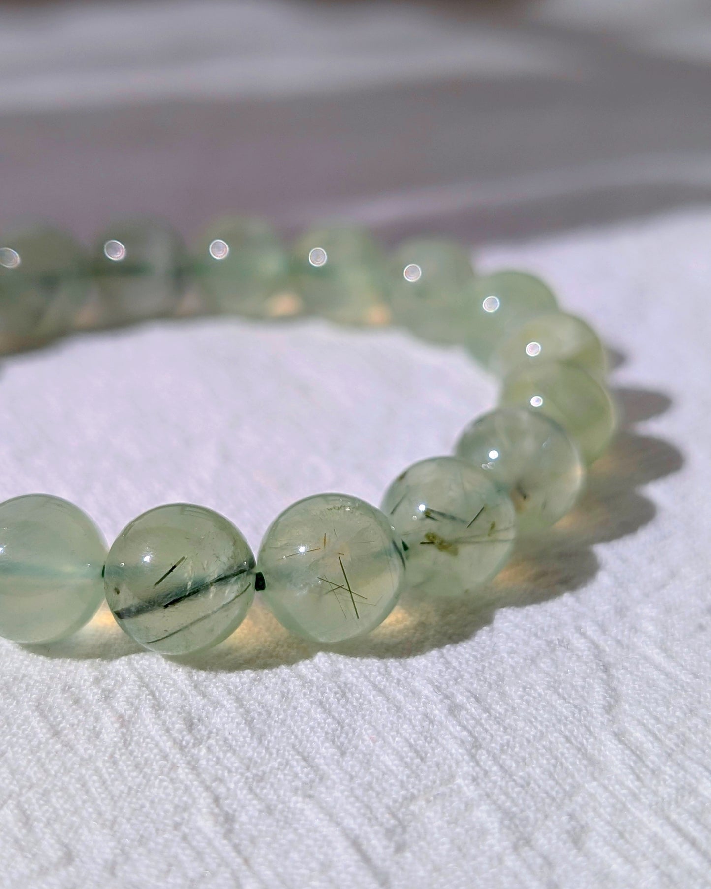 [MBPR06] Prehnite with Epidote Beaded Bracelet 葡萄石共生綠簾石手串 11mm