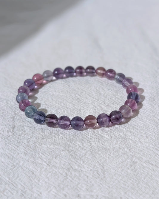[MBFL04] Fluorite Beaded Bracelet 夢幻色螢石手串 7mm