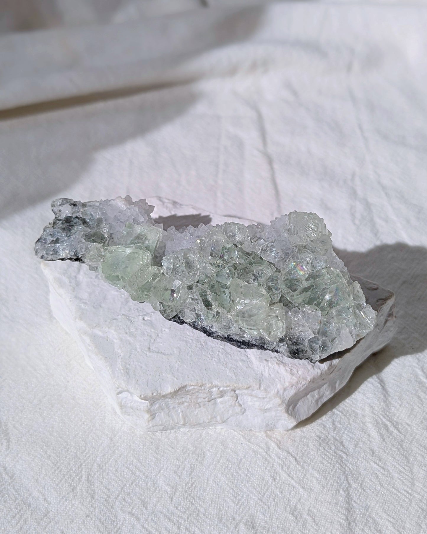 [FL29] Green Glass Fluorite with Quartz 香花嶺玻璃體綠螢石