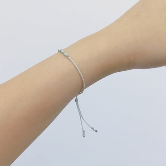[MMTU01] Fine Line Macrame Bracelet Turquoise + Pearl 綠松石 珍珠 手繩