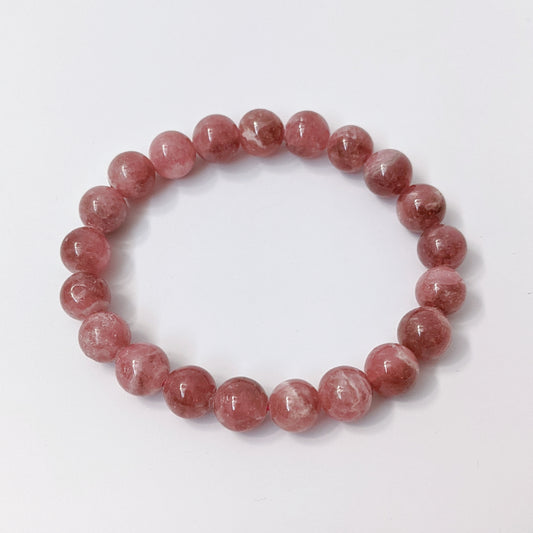 [MBRH01] Rhodochrosite Beaded Bracelet 紅紋石手串 9mm