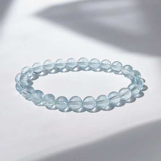 [MBAQ01] High Grade Aquamarine Beaded Bracelet 高品冰透海藍寶 7-11mm