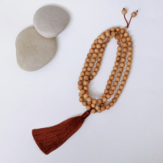 [MALA02] Sacral Chakra 108 Mala - Thuja + Fire Quartz 崖柏+紅膠花108顆佛珠