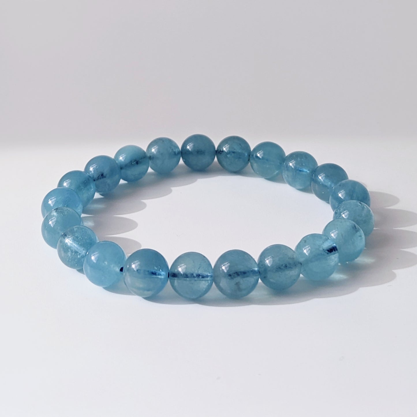 [MBAQ04] Aquamarine Beaded Bracelet 濃色海洋藍色海藍寶 9mm