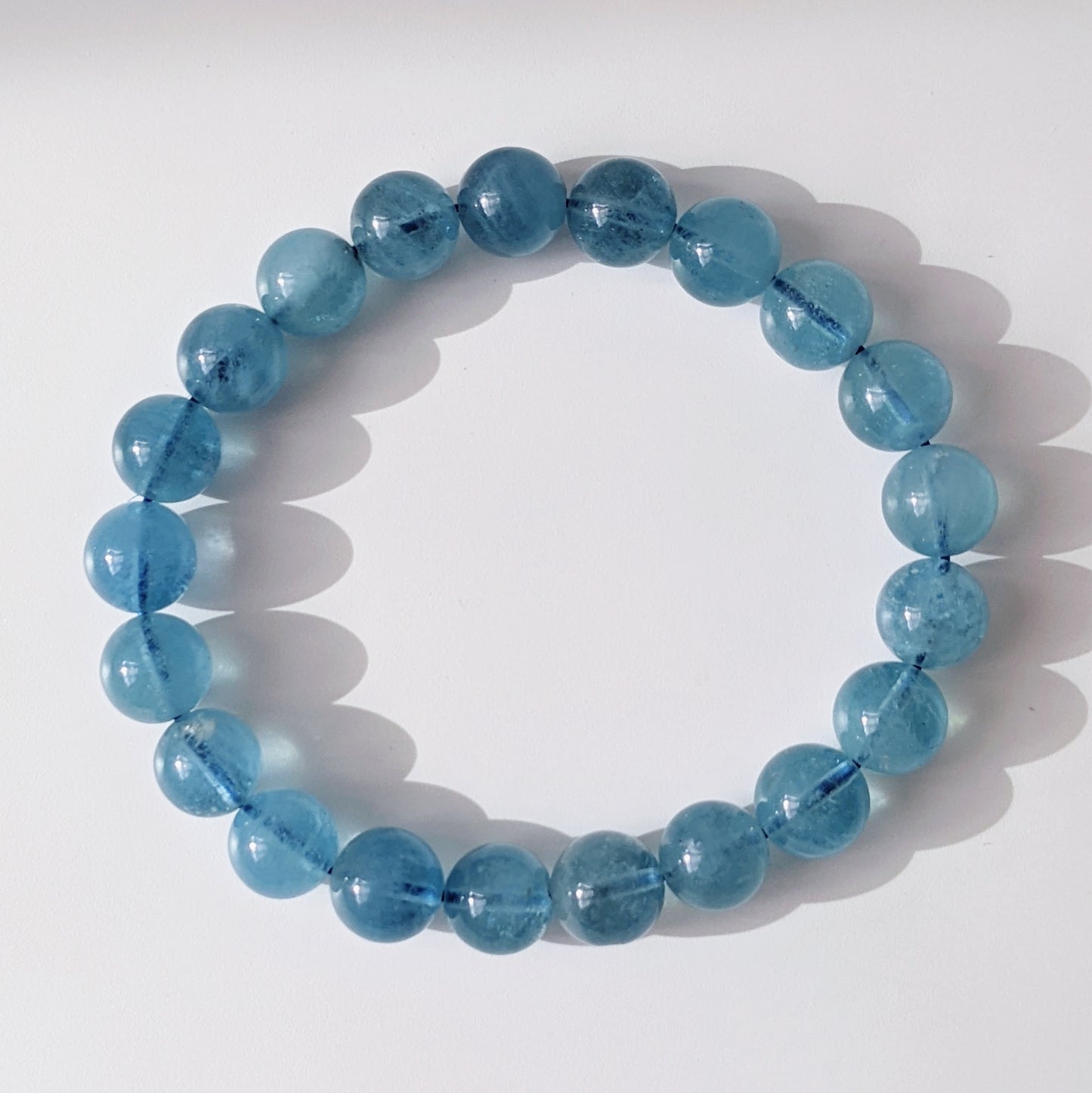 [MBAQ04] Aquamarine Beaded Bracelet 濃色海洋藍色海藍寶 9mm
