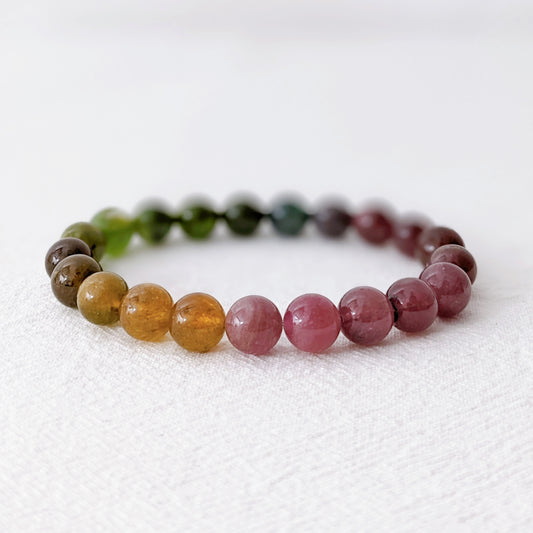 [MBTO02] High Grade Rainbow Tourmaline Beaded Bracelet 高品彩碧手串 9+mm