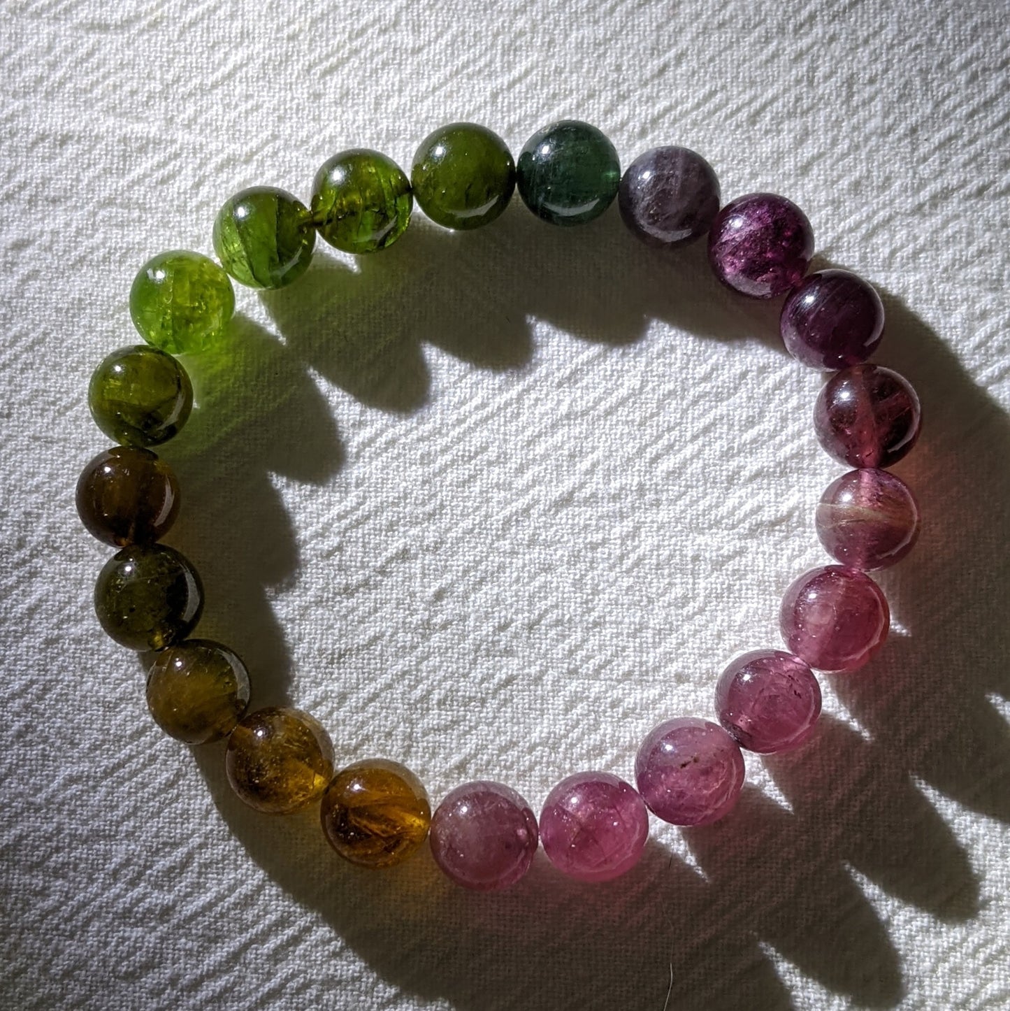 [MBTO02] High Grade Rainbow Tourmaline Beaded Bracelet 高品彩碧手串 9+mm